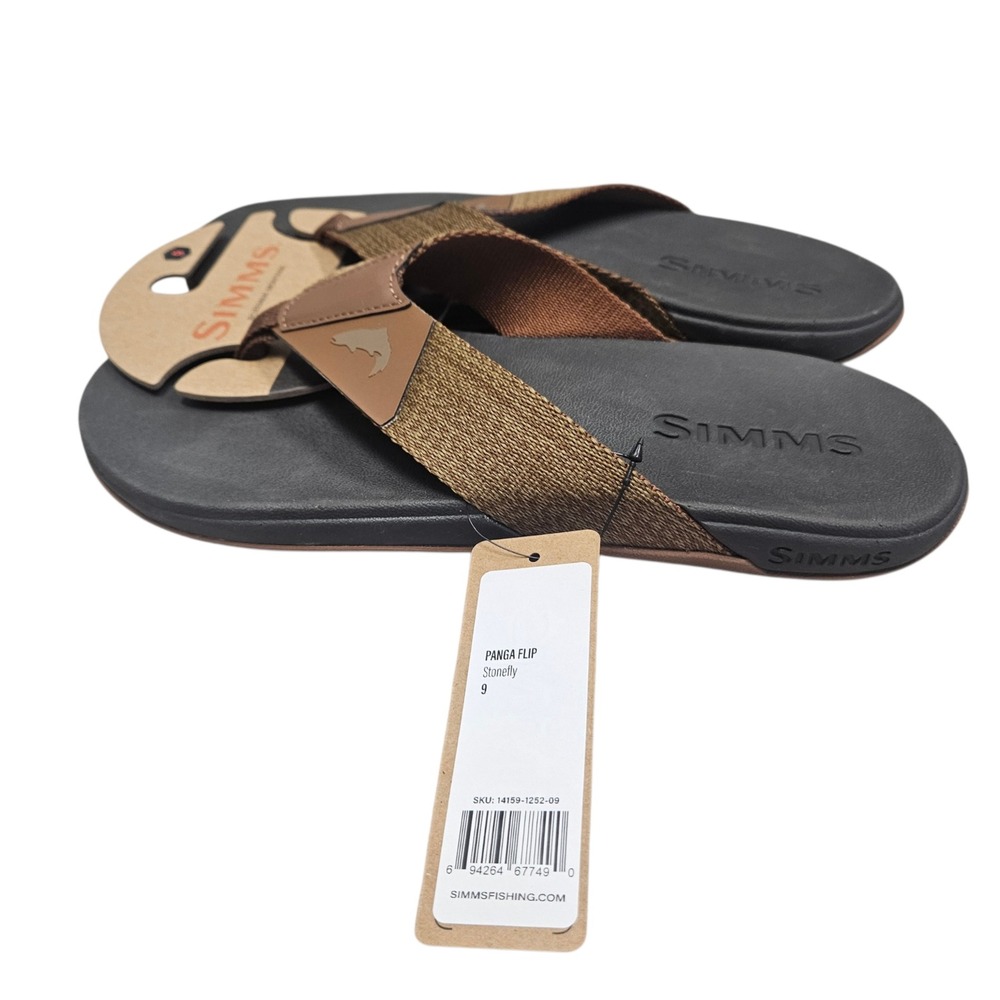 Simms Panga Flip Sandals Mens Size 9 Stonefly Brown Fishing Beach Flip Flops